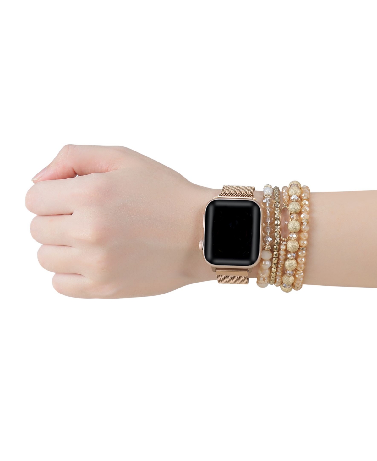 Posh Tech Infinity Skinny Mesh Stainless Steel Band with Bracelet Bundle for Apple Watch 40,41,42mm