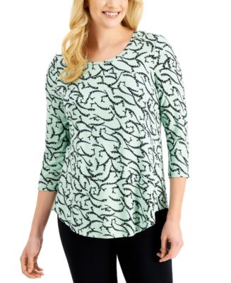 売れ筋商品|||ジェイエムコレクション カットソー トップス レディース Plus Size Printed Embellished Top, Exclusively at Macy's Palm Frond JM Collection Multi Plus Size Shirts & Tops - Macy's