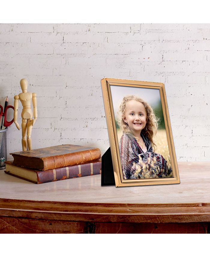 Lawrence Frames Polished Metal Picture Frame Bead Border Design, 5" x
