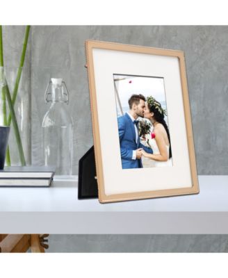 High Quality Polished Cast Metal Picture Frame - Beaded Design with Mat, 8" x 10"