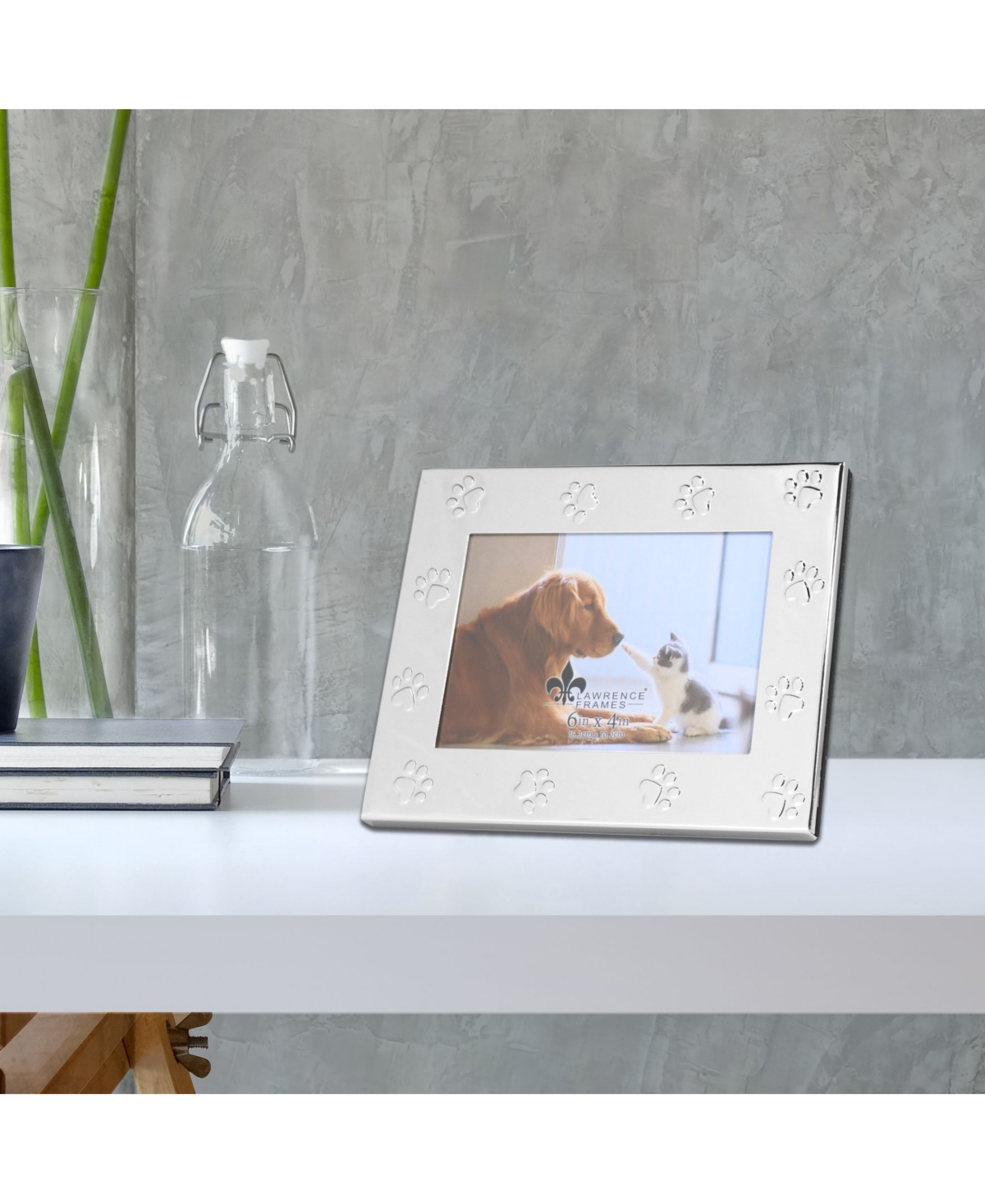 Metal Dog or Cat Picture Frame - Paw Print Pet Design, 4
