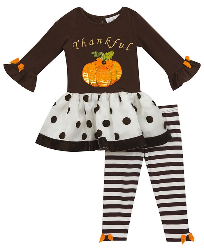 Rare Editions Toddler Girl Tutu Legging Set With Sequin Pumpkin