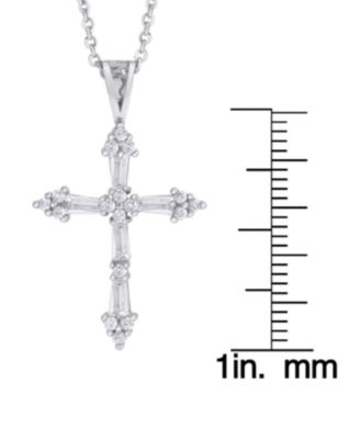 Cubic Zirconia Cross Pendant 18" Necklace in Silver Plate or Gold Plate