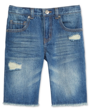 image of Little Boys Frayed Hem Denim Shorts