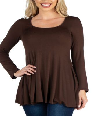 Women's Long Sleeve Swing Style Flared Tunic Top