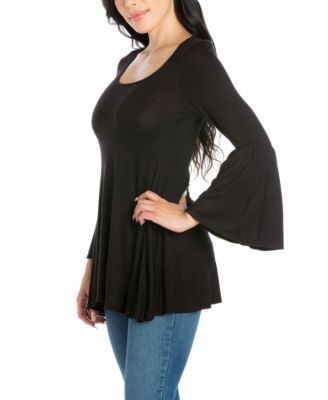 Women's Long Bell Sleeve Flared Tunic Top