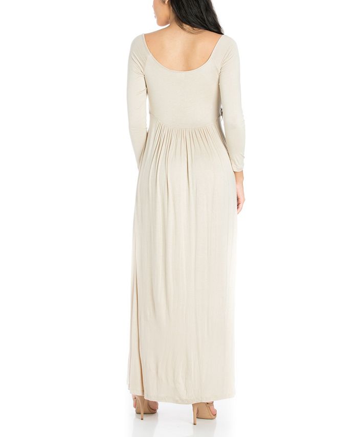 24seven Comfort Apparel Women's Empire Waist Long Sleeve Maxi Dress ...
