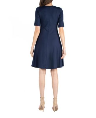 Women's A-Line Dress with Elbow Length Sleeves