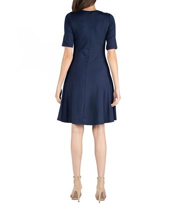 24seven Comfort Apparel Women's A-Line Dress with Elbow Length Sleeves ...