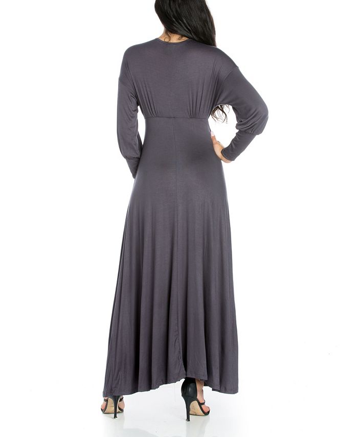 24seven Comfort Apparel Women's V-Neck Long Sleeve Maxi Dress & Reviews ...