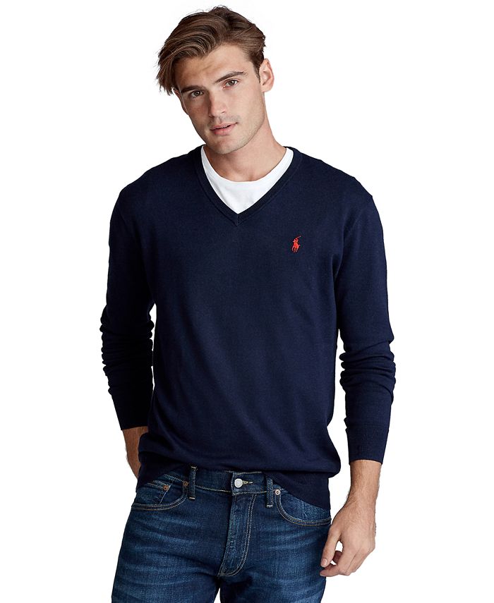 Polo Ralph Lauren Men's Big & Tall Cotton V-Neck Sweater & Reviews -  Sweaters - Men - Macy's