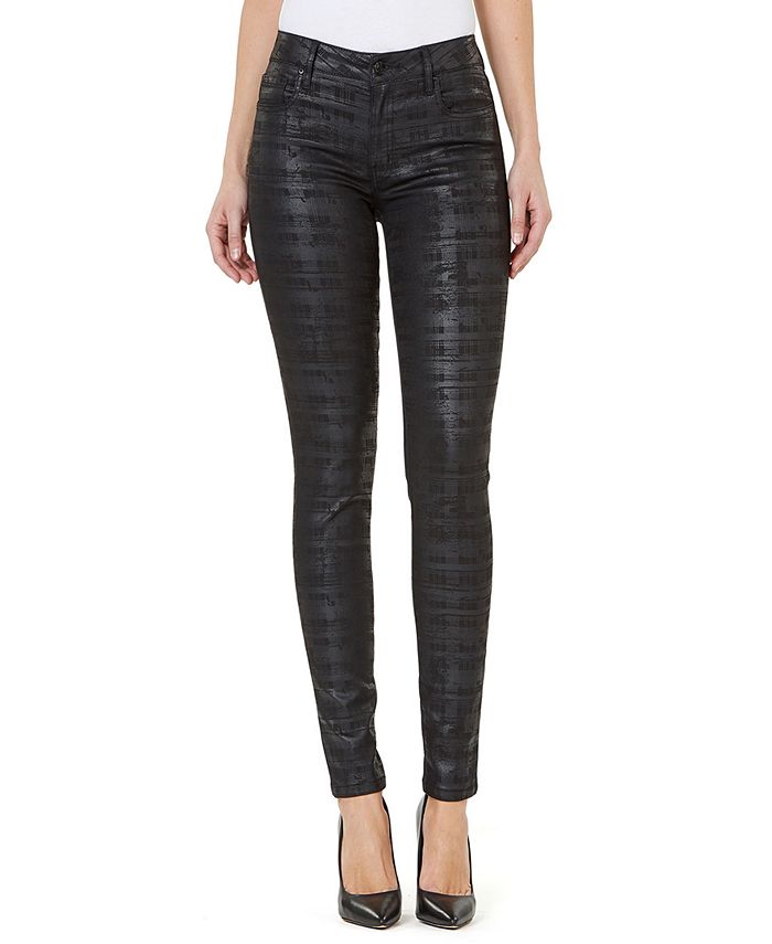 Numero Mid-Rise Coated Check-Print Skinny Jeans - Macy's