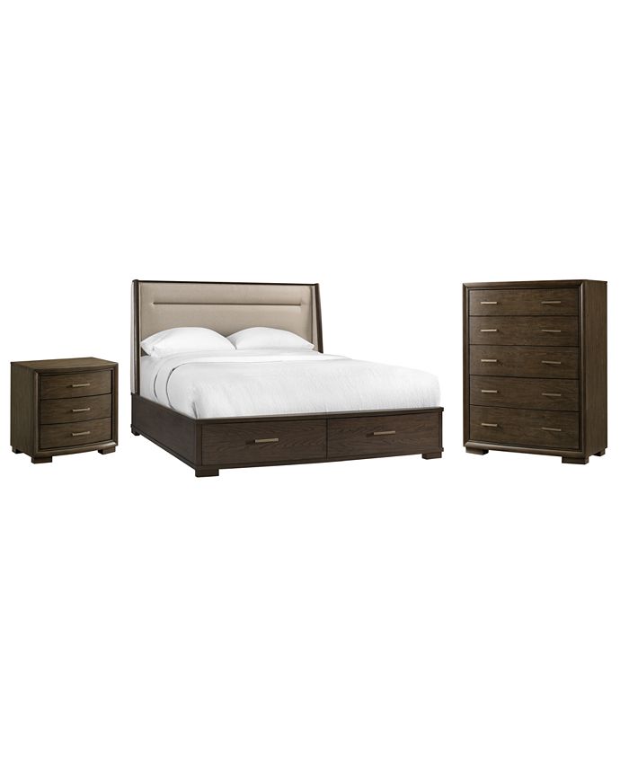 Furniture - Monterey Upholstered Storage Bedroom 3-Pc. Set (Queen Bed, Chest & Nightstand)