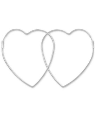 GUESS - Silver-Tone Large Open Heart Hoop Earrings, 2.5"
