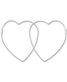 Silver-Tone Large Open Heart Hoop Earrings, 2.5"