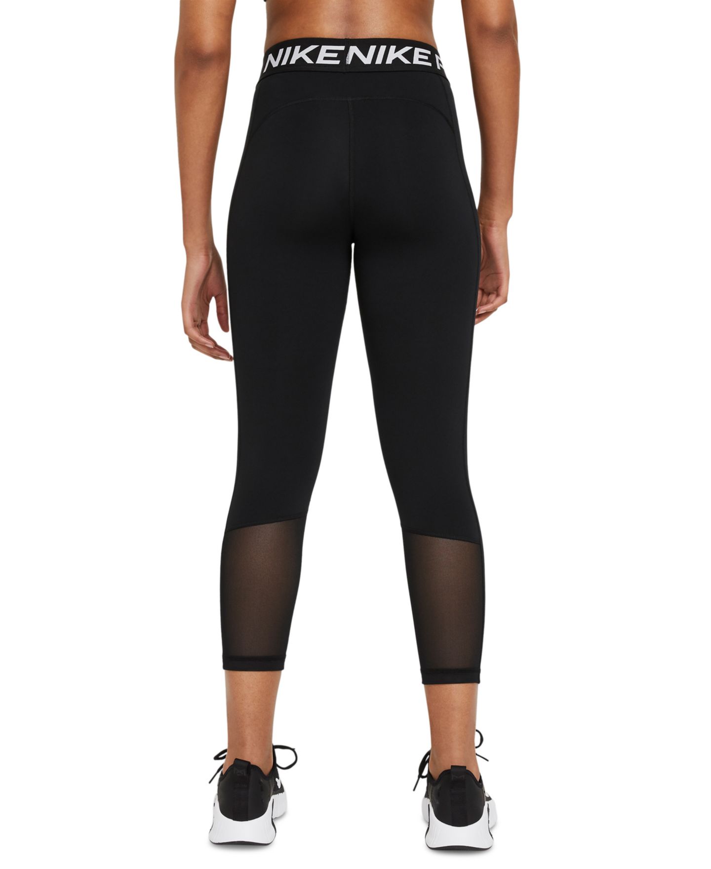 Женские леггинсы Nike Pro 365 Mid-Rise Cropped Mesh Panel, цвет: Чёрный — фото 2