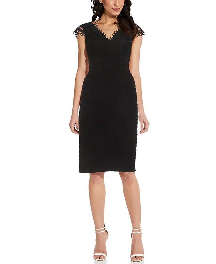 adrianna papell jersey pintuck gown