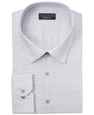 ALFANI MEN'S SLIM-FIT OCTAGON-TILE-PRINT DRESS SHIRT, CREATED FOR MACY'S