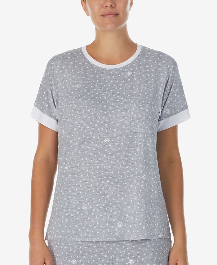 DKNY Short Sleeve Contrast Trim Printed Pajama Top Macy s