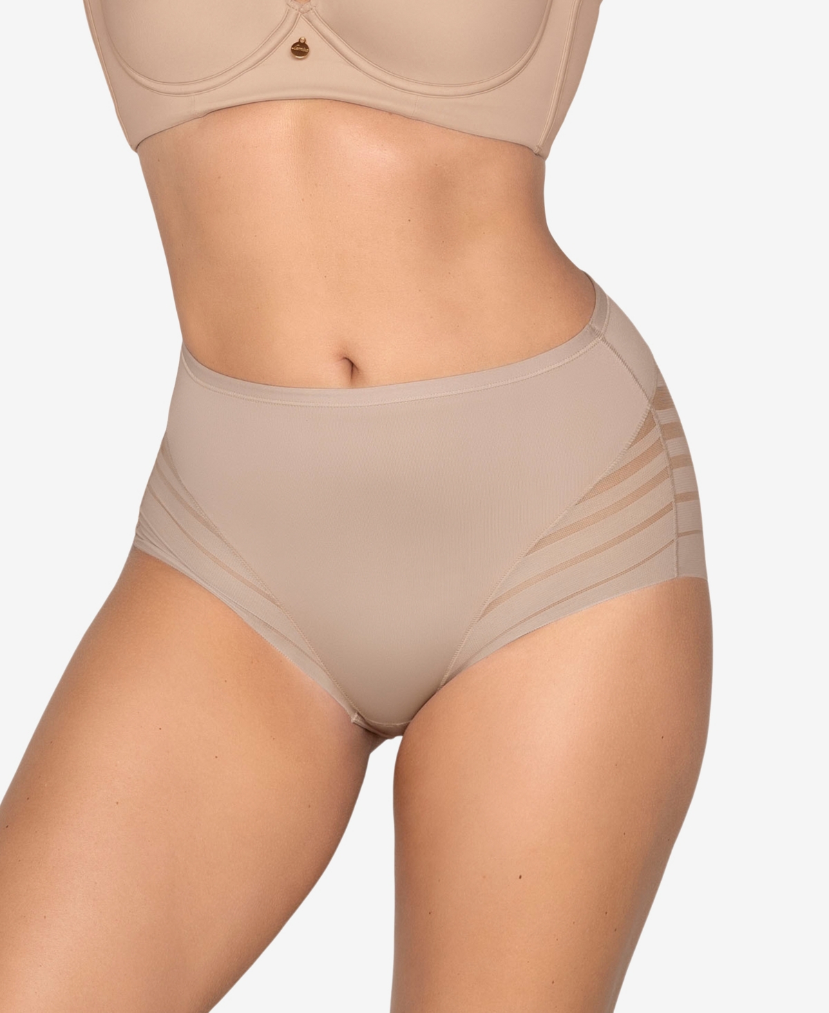 Women's Lace Stripe Undetectable Classic Shaper Panty - Golden Beige