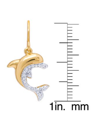 Diamond Accent Dolphin Fishhook Ball Gold Plate Or Silver Plate Stud Set