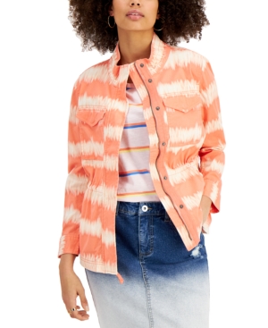Style & Co Tie-Dyed Twill Jacket Created for Macy's