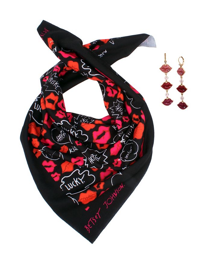 Betsey Johnson Lips Bandana Earring Set Macy's