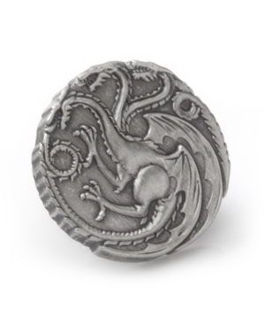 Game Of Thrones Men's Targaryen Dragon Antiqued Lapel Pin In Silver