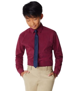 image of Big Boys Mini Gingham 2 Piece Shirt and Tie Set