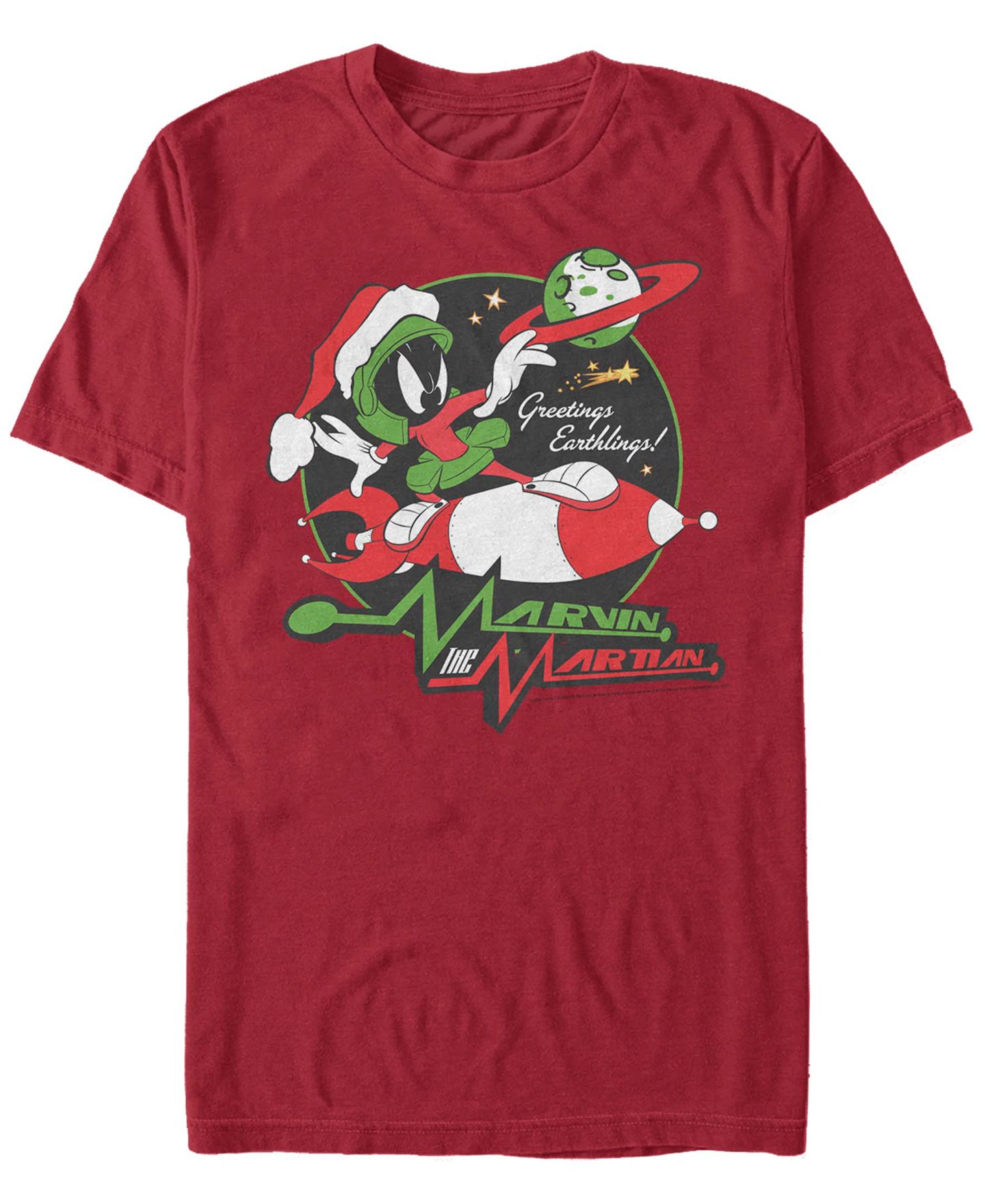 Мужская футболка Fifth Sun Looney Tunes Christmas Marvin Short Sleeve, цвет: Красный — фото 1