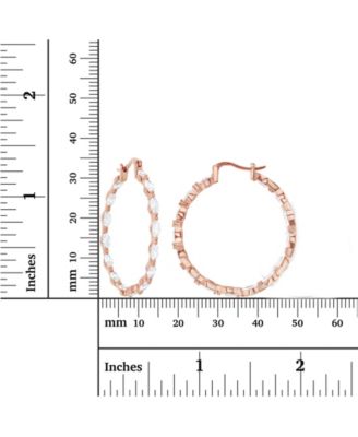 Cubic Zirconia 14K Rose Gold Marquise Cut Hoop Earrings (Also in 14k Gold Over Silver or 14k Rose Gold Over Silver)