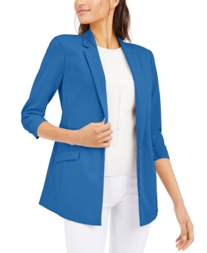 INC INTERNATIONAL CONCEPTS INC PETITE RUCHED-SLEEVE BLAZER, CREATED FOR MACY'S