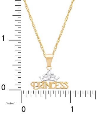 Children's Princess Tiara 15" Pendant Necklace in 14k Gold
