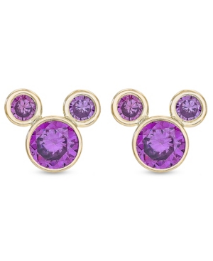 image of Disney Children-s Cubic Zirconia Birthstone Mickey Mouse Stud Earrings in 14k Gold