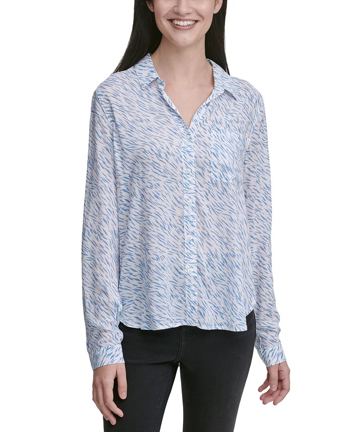 Calvin Klein Jeans Printed Blouse - Macy's