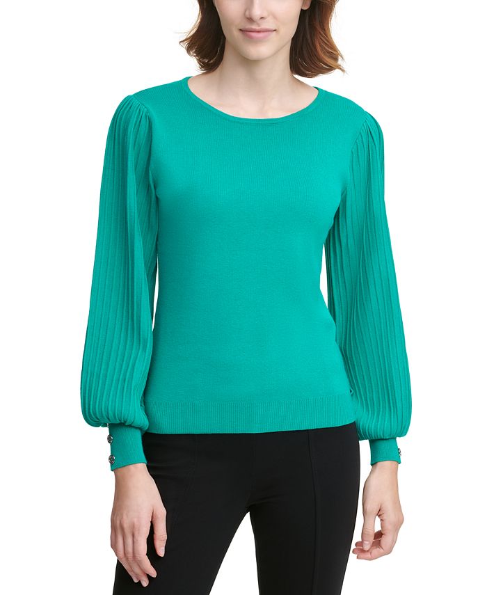Calvin Klein Button-Sleeve Sweater - Macy's