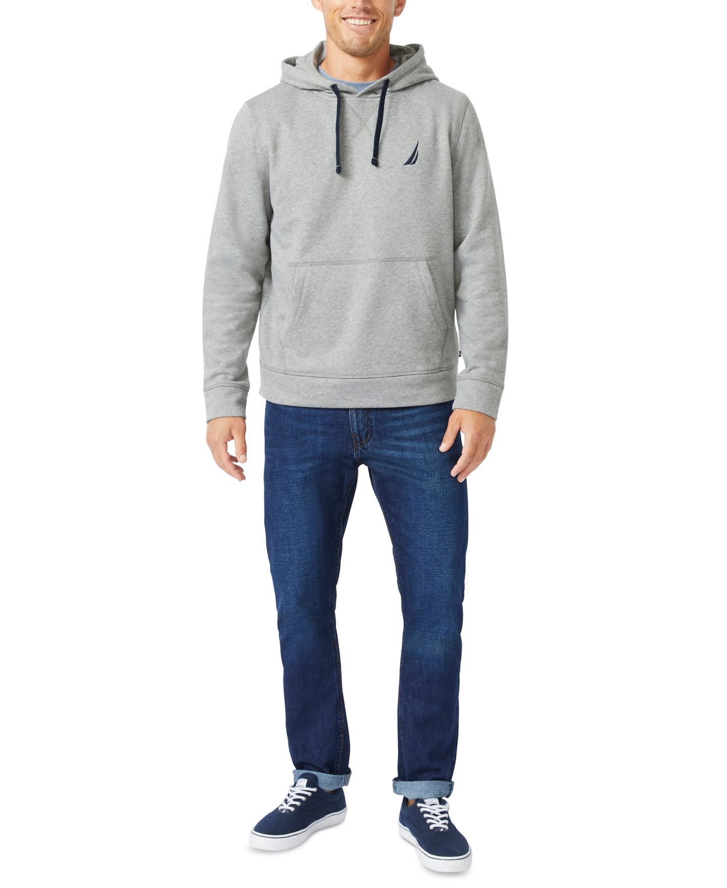 Мужское худи Nautica Logo Fleece, цвет: Каменный серый меланжевый — фото 5