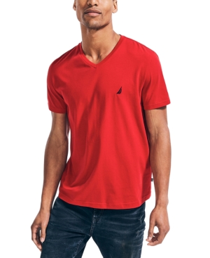 Nautica Men's J-class Logo Classic-fit Cotton V-neck T-shirt In  Red