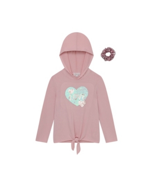 BTween Girls Long Sleeve Glitter Hacci Hoodie with Scrunchie