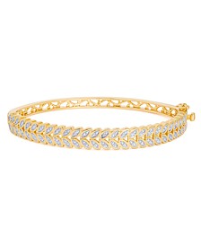 Diamond Accent Leaf Bangle in Gold-Plate