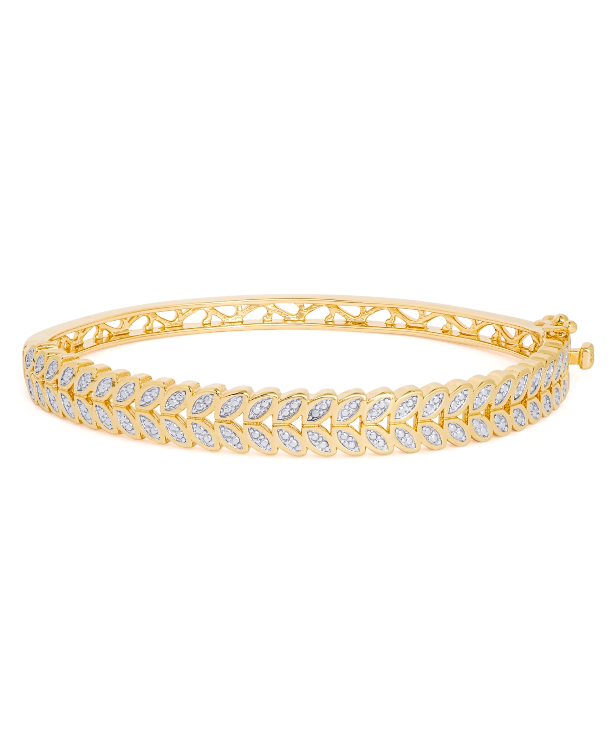 Diamond Accent Leaf Bangle in Gold-Plate