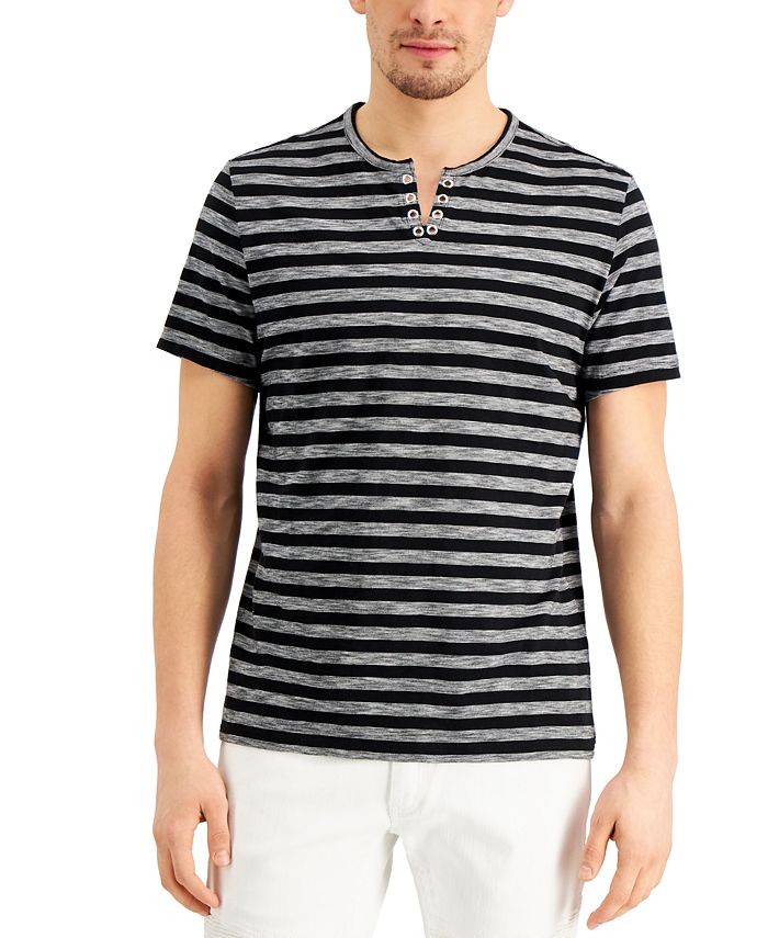 INC International Concepts Men's Textured Stripe Split-Neck T-Shirt ...