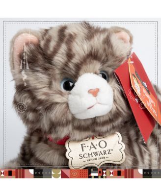 FAO Schwarz Toy Plush Realistic Tabby Cat