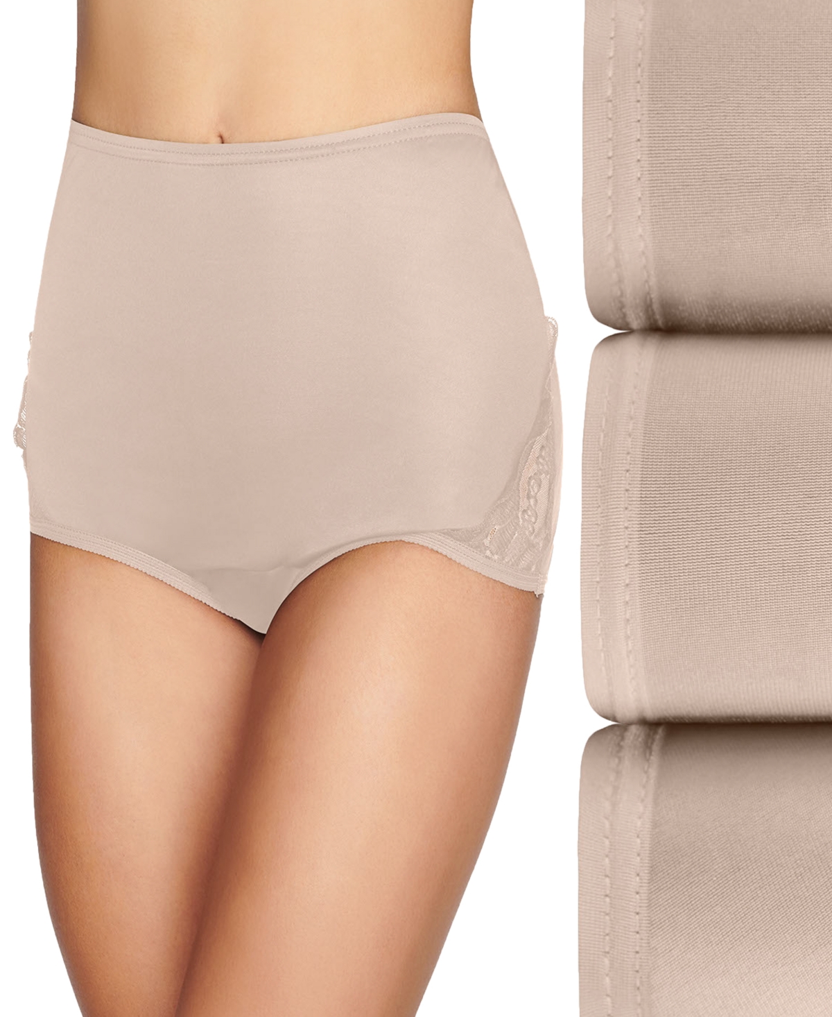 Women's 3-Pk. Lace Nouveau Brief Underwear 13011 - Morning Rain, Fawn, White