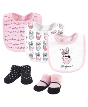 Hudson Baby Boys and Girls Cotton Bib and Sock Set