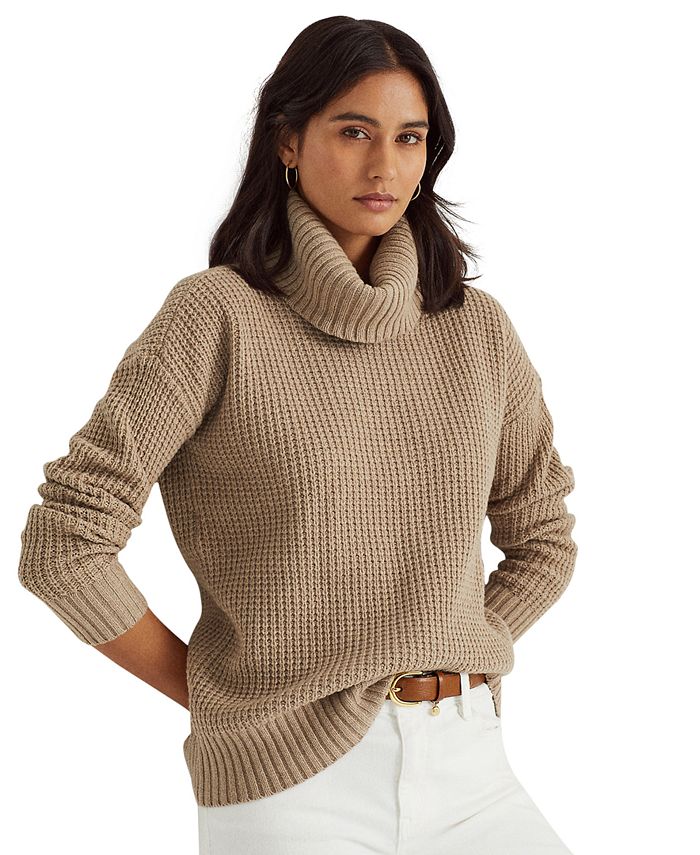 Lauren Ralph Lauren Waffle-Knit Turtleneck Sweater & Reviews - Sweaters -  Women - Macy's