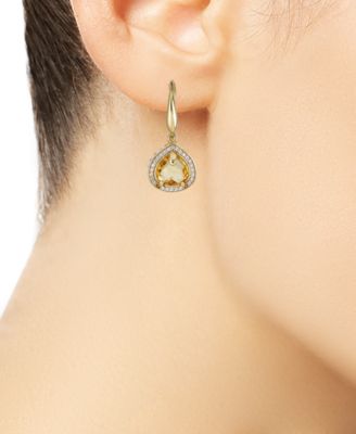 Citrine (4 ct. t.w.) & White Topaz (5/8 ct. t.w.) Drop Earrings in 14k Gold-Plated Sterling Silver