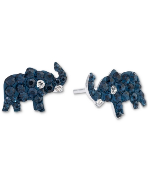 Giani Bernini Crystal Pave Elephant Stud Earrings In Sterling Silver, Created For Macy's In Dark Blue