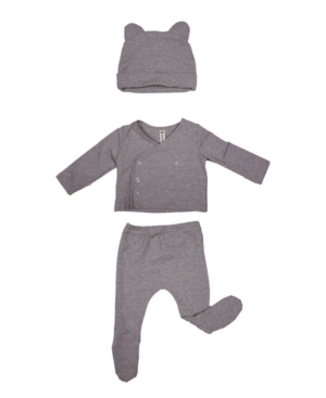 Earth Baby Outfitters Baby Boys And Girls Organic Cotton French Terry 3 Piece New Born Gift Set In Gray