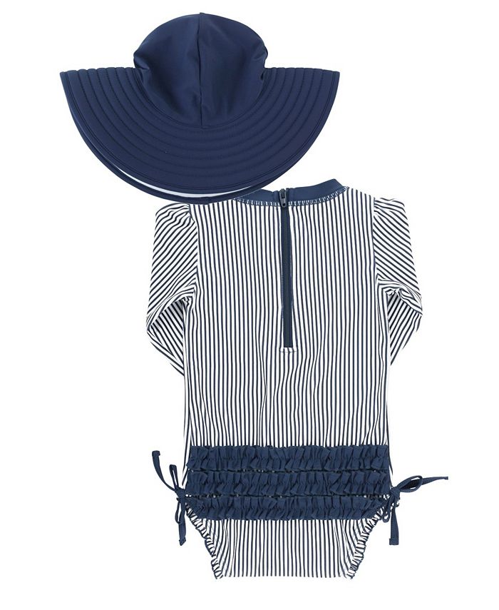 RuffleButts Baby Girls Ruffled 1Piece Rash Guard Swim Hat Set Macy's